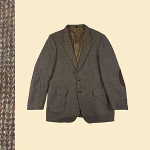 1970s brown/blue sports coat by Farah, vintage mens wool houndstooth blazer